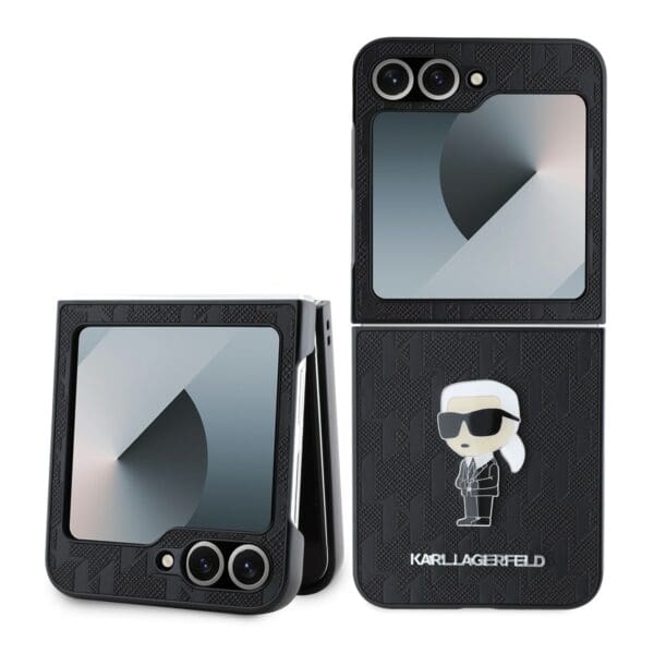 Karl Lagerfeld PU Saffiano Monogram Ikonik Black Kryt Samsung Galaxy Z Flip 6