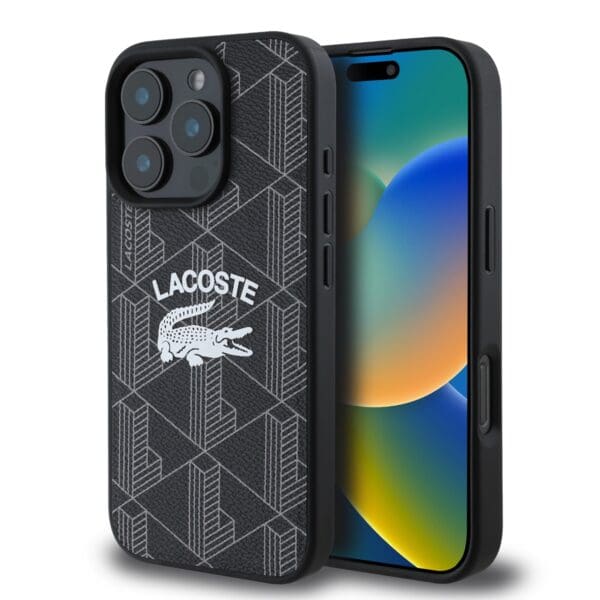 Lacoste Blend Monogram MagSafe Black Kryt iPhone 16 Pro