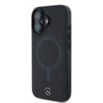 Mercedes Smooth Leather MagSafe Black Kryt iPhone 16
