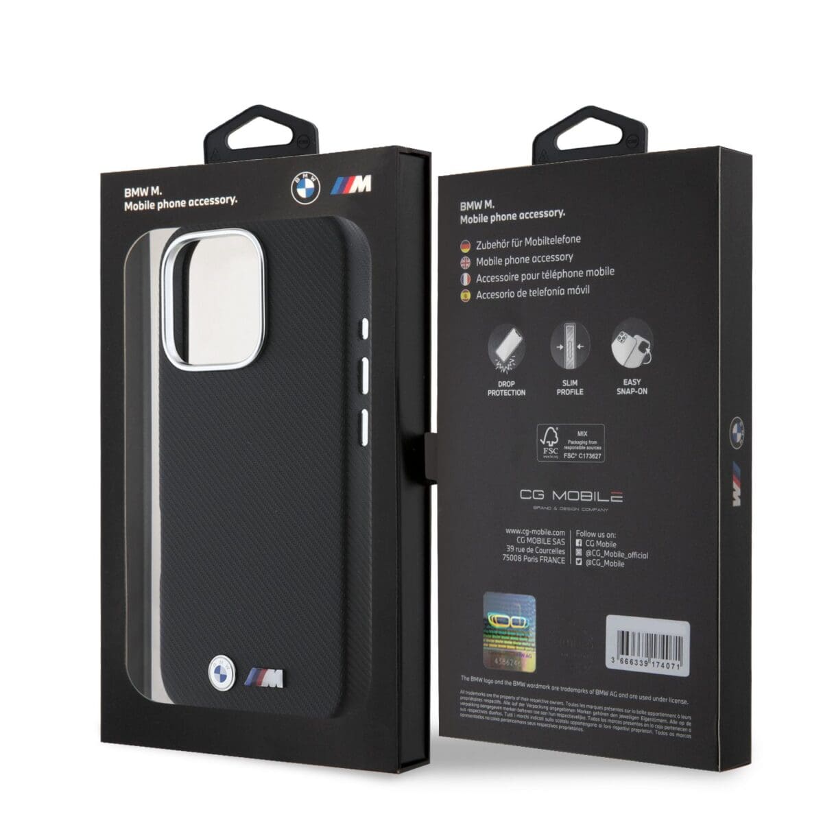 BMW M PU Kevlar Metal Logo Black Kryt iPhone 16 Pro Max