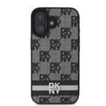 DKNY PU Leather Checkered Pattern and Stripe Black Kryt iPhone 16