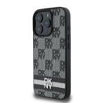 DKNY PU Leather Checkered Pattern and Stripe Black Kryt iPhone 16 Pro