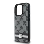 DKNY PU Leather Checkered Pattern and Stripe Black Kryt iPhone 16 Pro Max
