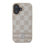 DKNY PU Leather Checkered Pattern and Stripe Pink Kryt iPhone 16