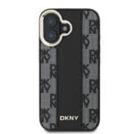 DKNY PU Leather Checkered Pattern MagSafe Black Kryt iPhone 16