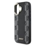 DKNY PU Leather Checkered Pattern MagSafe Black Kryt iPhone 16