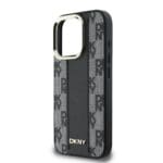 DKNY PU Leather Checkered Pattern MagSafe Black Kryt iPhone 16 Pro Max
