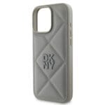 DKNY PU Leather Quilted Stack Logo Grey Kryt iPhone 16 Pro
