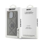 DKNY PU Leather Quilted Stack Logo Grey Kryt iPhone 16 Pro