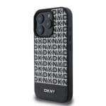 DKNY PU Leather Repeat Pattern Bottom Stripe MagSafe Black Kryt iPhone 16 Pro