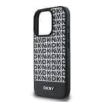 DKNY PU Leather Repeat Pattern Bottom Stripe MagSafe Black Kryt iPhone 16 Pro Max