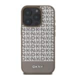 DKNY PU Leather Repeat Pattern Bottom Stripe MagSafe Brown Kryt iPhone 16 Pro