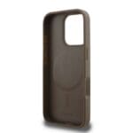 DKNY PU Leather Repeat Pattern Bottom Stripe MagSafe Brown Kryt iPhone 16 Pro