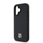 DKNY PU Leather Repeat Pattern Stack Logo MagSafe Black Kryt iPhone 16