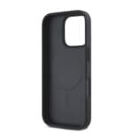 DKNY PU Leather Repeat Pattern Stack Logo MagSafe Black Kryt iPhone 16 Pro