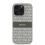 DKNY PU Leather Repeat Pattern Tonal Stripe Beige Kryt iPhone 16 Pro