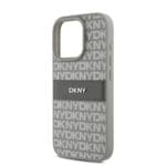 DKNY PU Leather Repeat Pattern Tonal Stripe Beige Kryt iPhone 16 Pro