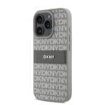 DKNY PU Leather Repeat Pattern Tonal Stripe Beige Kryt iPhone 16 Pro Max
