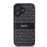 DKNY PU Leather Repeat Pattern Tonal Stripe Black Kryt iPhone 16