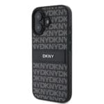 DKNY PU Leather Repeat Pattern Tonal Stripe Black Kryt iPhone 16