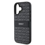 DKNY PU Leather Repeat Pattern Tonal Stripe Black Kryt iPhone 16