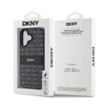 DKNY PU Leather Repeat Pattern Tonal Stripe Black Kryt iPhone 16