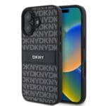 DKNY PU Leather Repeat Pattern Tonal Stripe Black Kryt iPhone 16 Plus