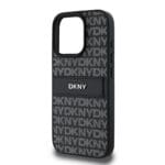 DKNY PU Leather Repeat Pattern Tonal Stripe Black Kryt iPhone 16 Pro