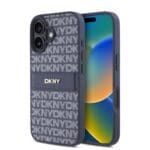 DKNY PU Leather Repeat Pattern Tonal Stripe Blue Kryt iPhone 16
