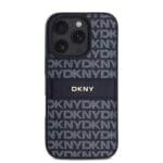 DKNY PU Leather Repeat Pattern Tonal Stripe Blue Kryt iPhone 16 Pro