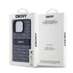 DKNY PU Leather Repeat Pattern Tonal Stripe Blue Kryt iPhone 16 Pro