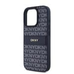 DKNY PU Leather Repeat Pattern Tonal Stripe Blue Kryt iPhone 16 Pro Max
