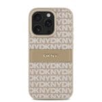 DKNY PU Leather Repeat Pattern Tonal Stripe Pink Kryt iPhone 16 Pro