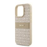 DKNY PU Leather Repeat Pattern Tonal Stripe Pink Kryt iPhone 16 Pro