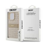 DKNY PU Leather Repeat Pattern Tonal Stripe Pink Kryt iPhone 16 Pro