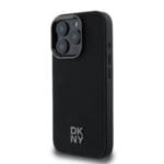 DKNY PU Leather Stack Logo MagSafe Black Kryt iPhone 16 Pro