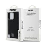DKNY PU Leather Stack Logo MagSafe Black Kryt iPhone 16 Pro