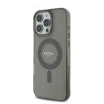 Guess IML Rhinestones Ring MagSafe Black Kryt iPhone 16 Pro