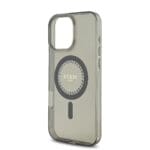 Guess IML Rhinestones Ring MagSafe Black Kryt iPhone 16 Pro