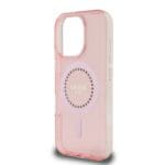 Guess IML Rhinestones Ring MagSafe Pink Kryt iPhone 16 Pro