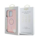 Guess IML Rhinestones Ring MagSafe Pink Kryt iPhone 16 Pro Max