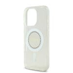 Guess IML Rhinestones Ring MagSafe White Kryt iPhone 16 Pro Max