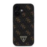 Guess PU Leather 4G Triangle Metal Logo Black Kryt iPhone 16