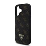 Guess PU Leather 4G Triangle Metal Logo Black Kryt iPhone 16