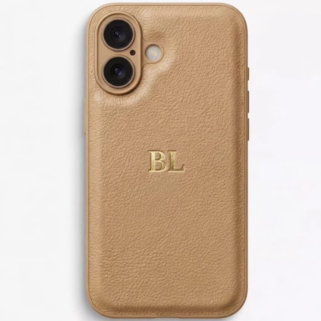 BHcase Camera Leather Monogram Baby Blue Kryt iPhone 16