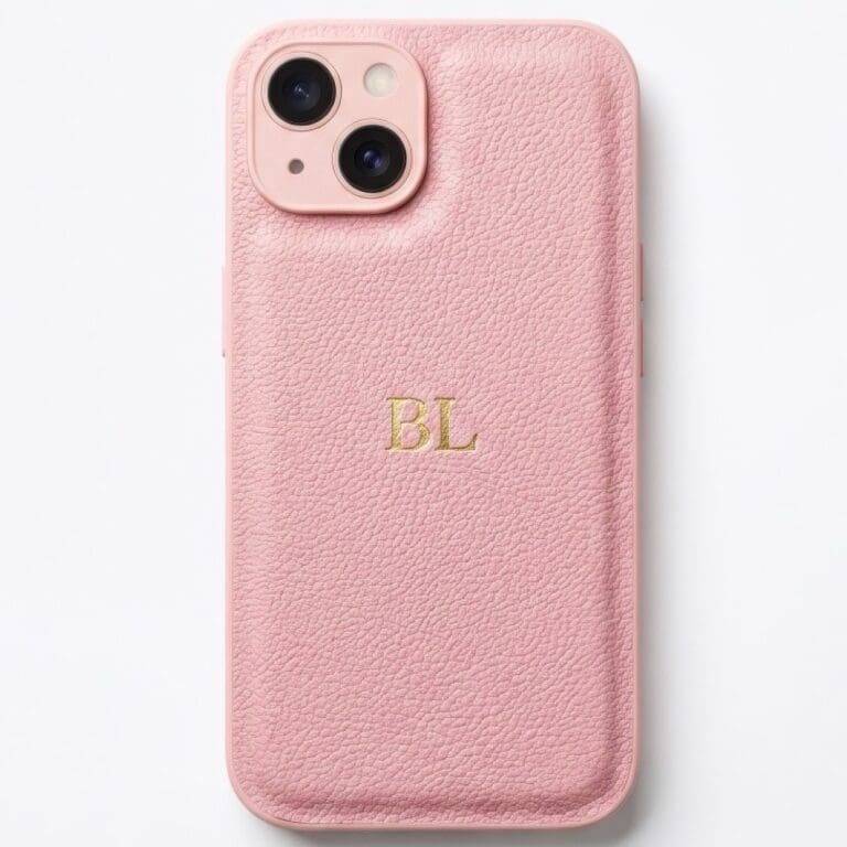 BHcase Camera Leather Monogram Baby Blue Kryt iPhone 15