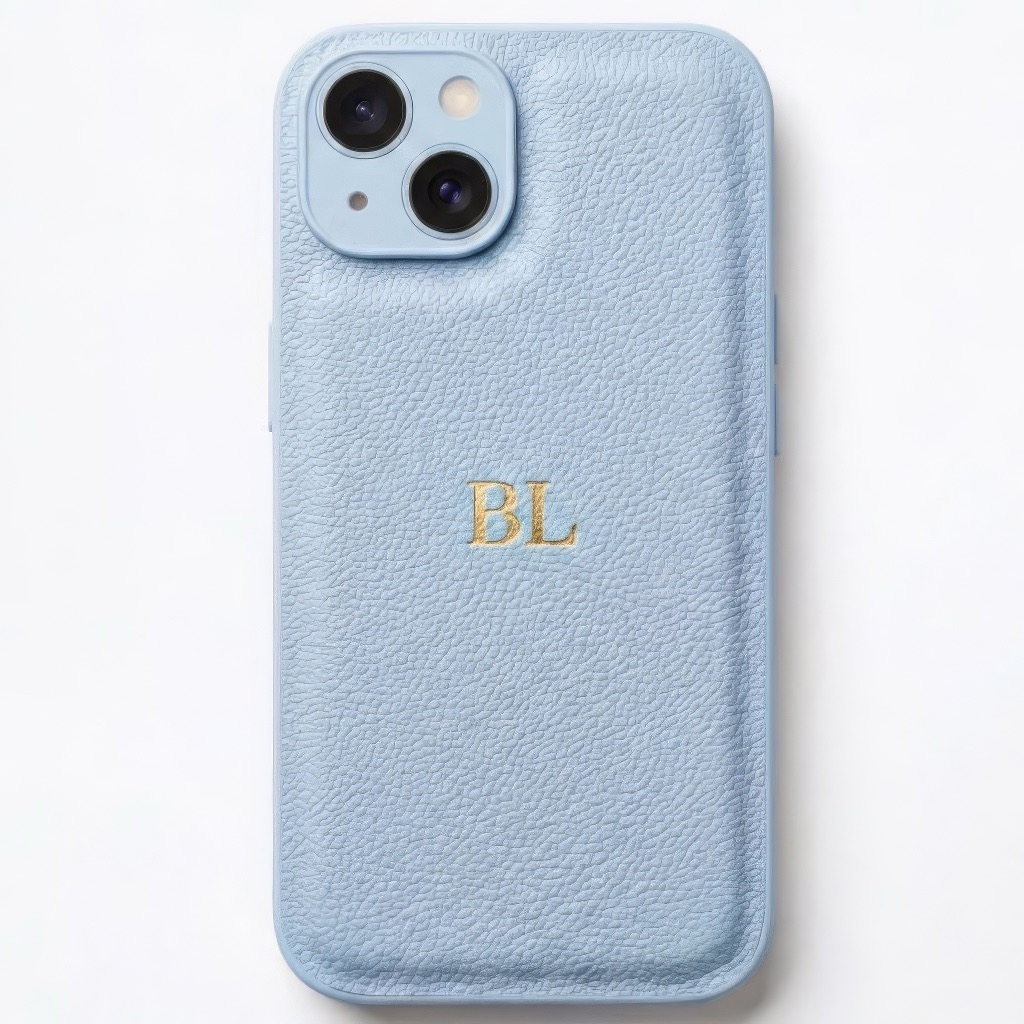 BHcase Camera Leather Monogram Baby Blue Kryt iPhone 15