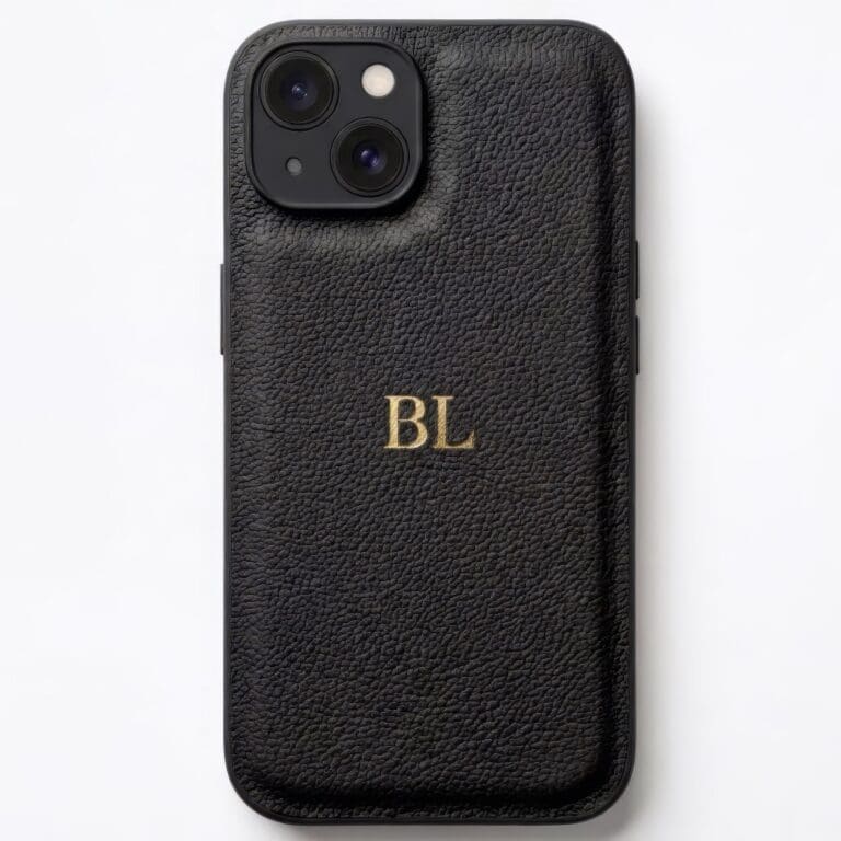 BHcase Camera Leather Monogram Baby Blue Kryt iPhone 15