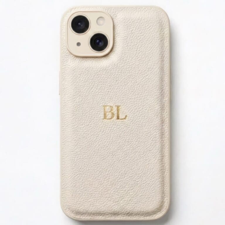 BHcase Camera Leather Monogram Baby Blue Kryt iPhone 15