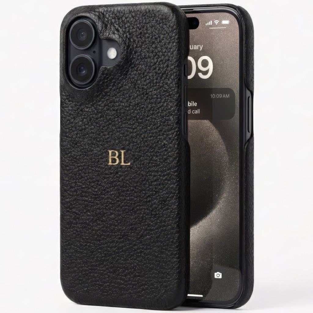 BHcase Leather Monogram Black Kryt iPhone 16